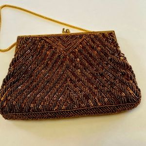 Vintage Walborg Copper Colored Beaded Evening Bag